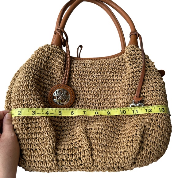 Brighton London Groove Raffia Handbag Tan Bag Leather Trim - Picture 4 of 11